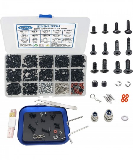 500PCS RC Screws Kit Repair Tool M3 M4 Hex Screws RC Repair Tool Kit with Magnetic Screw Tray Hardware Set for 1:8 1:10 1:12 ...