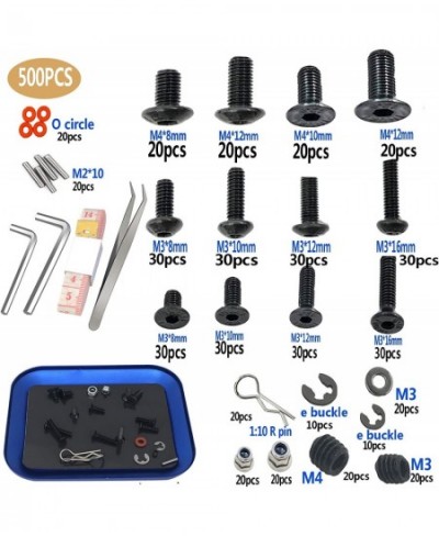 500PCS RC Screws Kit Repair Tool M3 M4 Hex Screws RC Repair Tool Kit with Magnetic Screw Tray Hardware Set for 1:8 1:10 1:12 ...