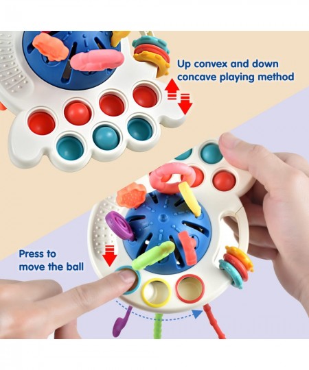 Baby Toys 6-12 Months Baby Sensory Toys Silicone Pull String Toys Montessori Toys for 1 Year Old Babies $16.70 - Early Develo...