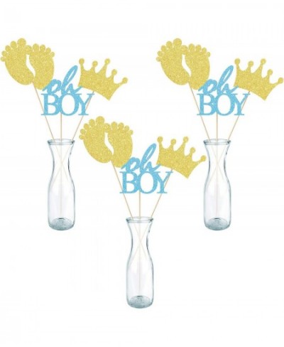 Glitter Oh Boy Centerpiece Sticks Baby Boy Table Toppers Baby Shower Decorations for Boy Set of 15 $19.34 - Kids' Party Cente...