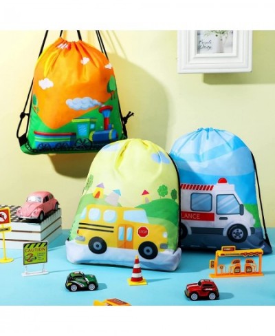 16 Pcs Transportation Birthday Party Supplies Transportation Party Gift Bags Drawstring Bags Goodie Candy Treat Bags for Cars...