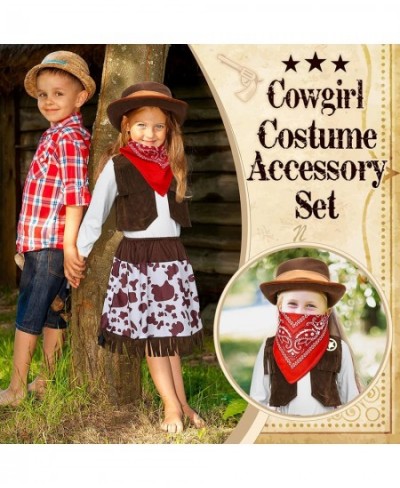 Cowgirl Costume for Girls with Skirt Top Vest Hat Whip Bandanna Halloween Dress Up Pretend Play Outfit for Kids Aged 3-10 $32...