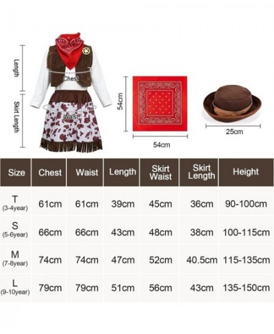 Cowgirl Costume for Girls with Skirt Top Vest Hat Whip Bandanna Halloween Dress Up Pretend Play Outfit for Kids Aged 3-10 $32...