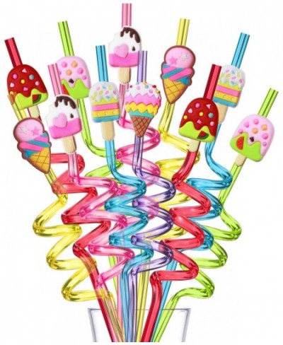 24 Reusable Ice Cream Straws for Birthday Party Supplies | Party Favors with 2 Cleaning Brush $26.84 - Kids' Party Favor Sets