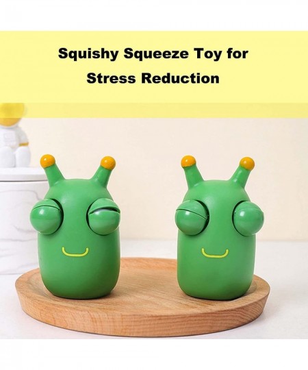 12 Pcs Funny Grass Worm Pinch Toy 2022 Novelty Eye Popping Worm Squeeze Toy Green Eye Bouncing Worm Toy Fidget Sensory Toys P...