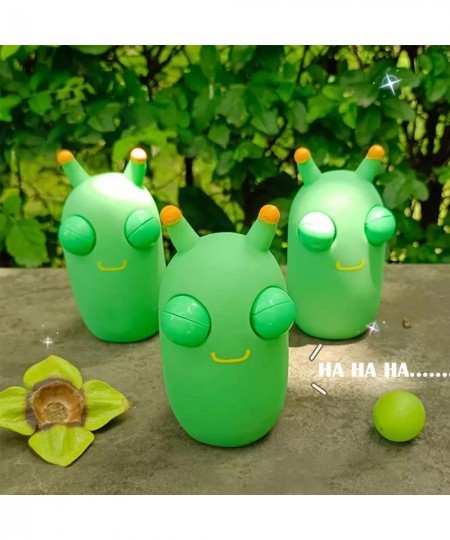 12 Pcs Funny Grass Worm Pinch Toy 2022 Novelty Eye Popping Worm Squeeze Toy Green Eye Bouncing Worm Toy Fidget Sensory Toys P...