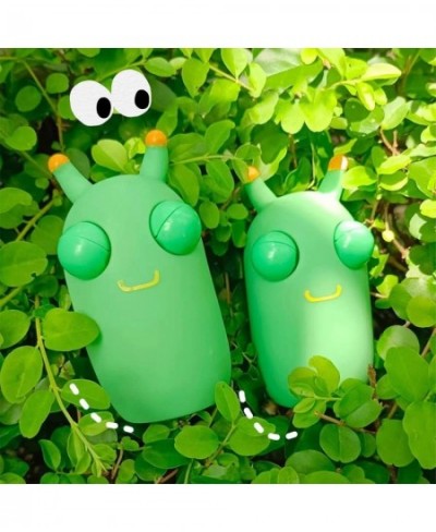 12 Pcs Funny Grass Worm Pinch Toy 2022 Novelty Eye Popping Worm Squeeze Toy Green Eye Bouncing Worm Toy Fidget Sensory Toys P...