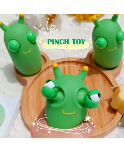 12 Pcs Funny Grass Worm Pinch Toy 2022 Novelty Eye Popping Worm Squeeze Toy Green Eye Bouncing Worm Toy Fidget Sensory Toys P...