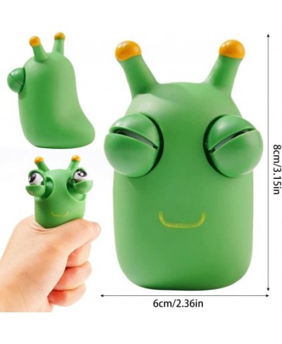 12 Pcs Funny Grass Worm Pinch Toy 2022 Novelty Eye Popping Worm Squeeze Toy Green Eye Bouncing Worm Toy Fidget Sensory Toys P...