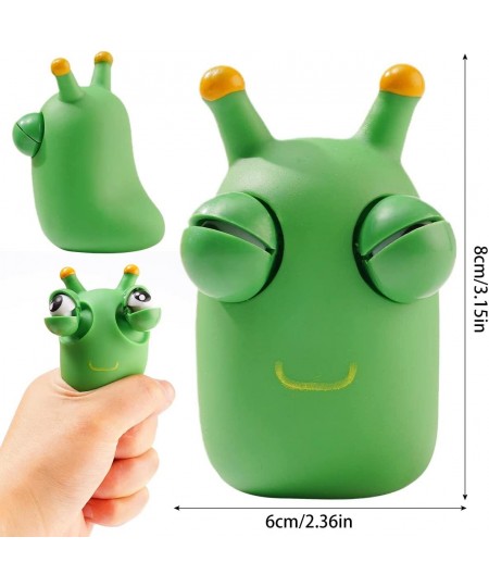 12 Pcs Funny Grass Worm Pinch Toy 2022 Novelty Eye Popping Worm Squeeze Toy Green Eye Bouncing Worm Toy Fidget Sensory Toys P...