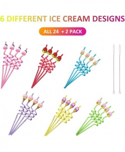 24 Reusable Ice Cream Straws for Birthday Party Supplies | Party Favors with 2 Cleaning Brush $26.84 - Kids' Party Favor Sets