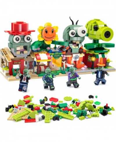 Plants and Zombies Toys vs A Collection of 4 Building Toys to Form a Big Street Scene Action Figurines Toys Great Gifts for K...