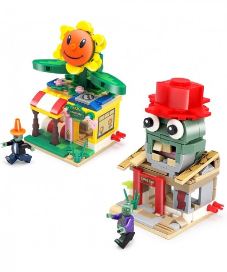 Plants and Zombies Toys vs A Collection of 4 Building Toys to Form a Big Street Scene Action Figurines Toys Great Gifts for K...