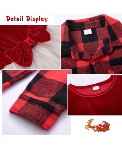 Family Matching Christmas Outfits Red Plaid Parent-Child Lace Skirt Xmas Photography Matching Dress Costume for Women Men Kid...