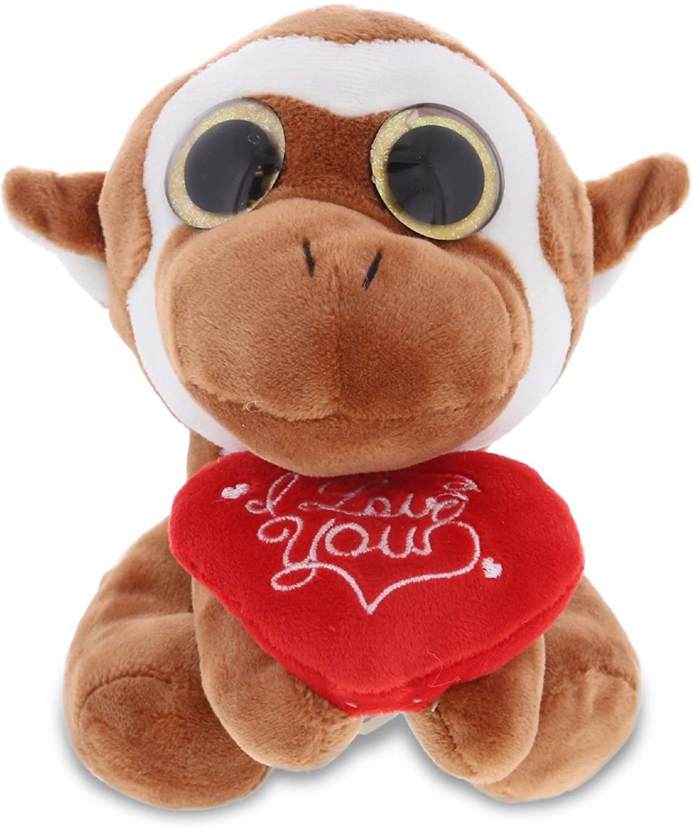 I Love You Plush Sparkling Big Eye Monkey - Cute Stuffed Animal with Heart and with Name Personalization for Valentine Annive...