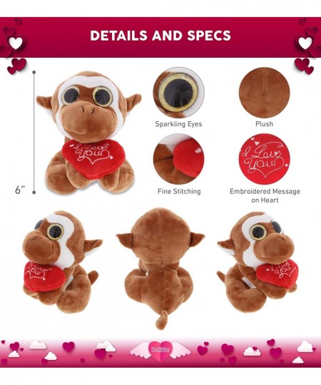 I Love You Plush Sparkling Big Eye Monkey - Cute Stuffed Animal with Heart and with Name Personalization for Valentine Annive...