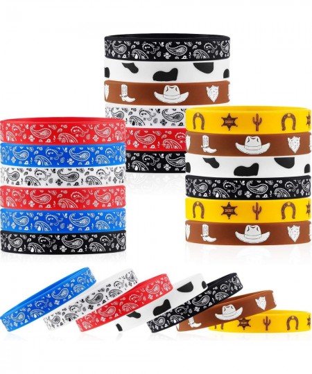 100 Pieces Cowboy Party Favors Western Bracelets Western Party Favors Cowboy Rubber Bracelets Western Party Bracelets Silicon...