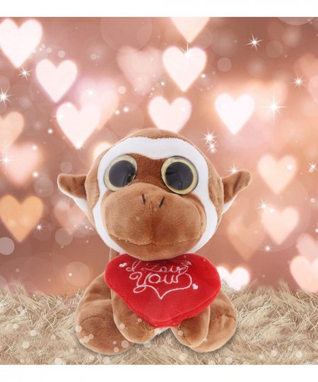 I Love You Plush Sparkling Big Eye Monkey - Cute Stuffed Animal with Heart and with Name Personalization for Valentine Annive...