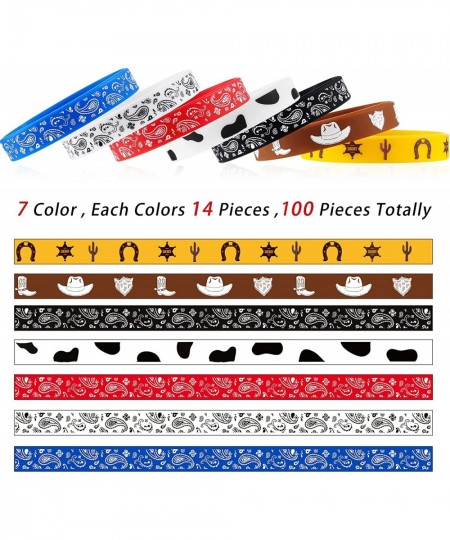 100 Pieces Cowboy Party Favors Western Bracelets Western Party Favors Cowboy Rubber Bracelets Western Party Bracelets Silicon...