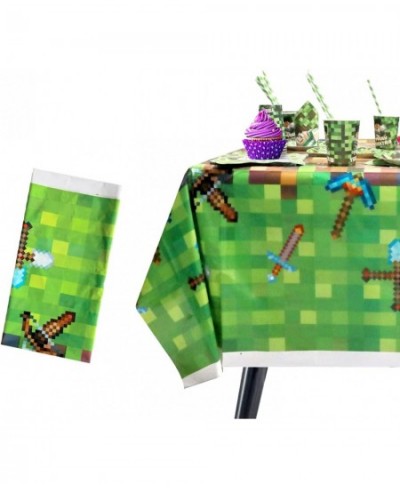 Mining Themed Party Supplies Disposable Tablecloth 2 Pack Pixel Miner Crafting Style Plastic Table for Birthday Party Video G...