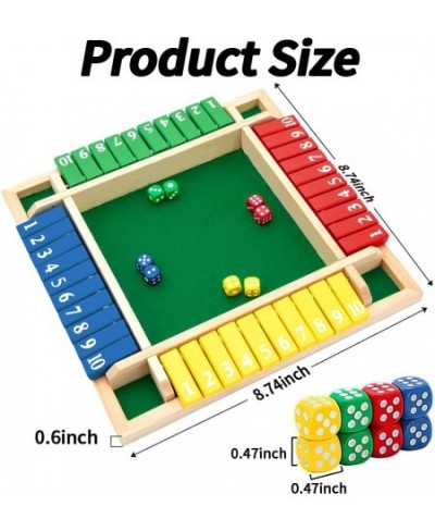 Shut The Box Dice Game 2-4 Player Family Wooden Board Table Math Games for Adults and Kids 8 Dices Classics Tabletop Version ...