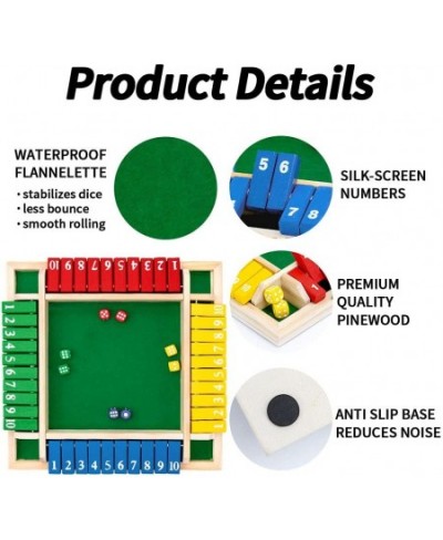 Shut The Box Dice Game 2-4 Player Family Wooden Board Table Math Games for Adults and Kids 8 Dices Classics Tabletop Version ...