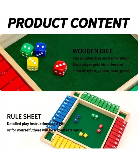 Shut The Box Dice Game 2-4 Player Family Wooden Board Table Math Games for Adults and Kids 8 Dices Classics Tabletop Version ...