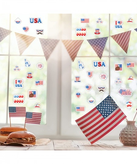 20 PCS 4th of July Party Thick Gel Clings Patriotic Memorial Day Window Gel Clings Decals Stickers for Kids Toddlers and Adul...