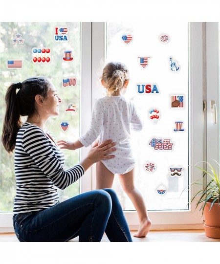 20 PCS 4th of July Party Thick Gel Clings Patriotic Memorial Day Window Gel Clings Decals Stickers for Kids Toddlers and Adul...