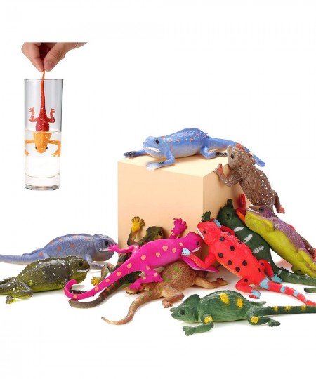 12 Pack Lizard Animal Figurines 6" Color-Changeable and Stretchy Realistic Reptile Toy Set for Themed Parties Goodie Bag Fill...