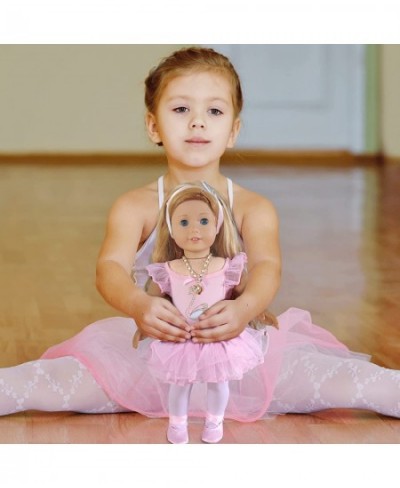 2-Sets 18-inch Doll-Clothes Accessories Ballet Dance Outfit Set with Shoes Yoga Mat Bracelet Necklace Bag-Compatible with Ame...