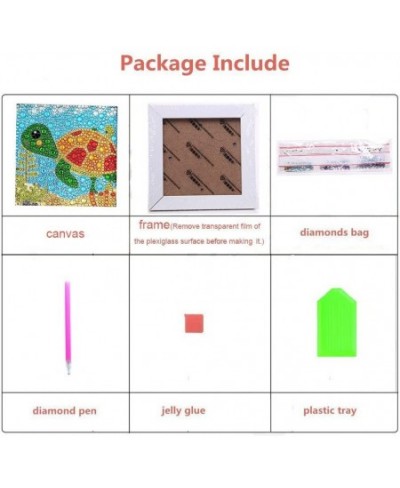 Easy 5D Diamond Painting Kit for Kids Full Drill Painting by Number Kits with Wooden Frame -Owl 6x6inches (Tortoise)Diamond A...