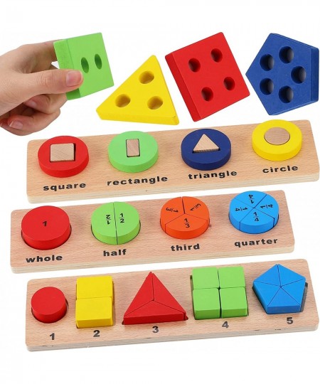 Wooden Toy for Shape Blocks Toddler Stacking Puzzle for Sorter Block Montessori Toys Sorting Rainbow Stacker Educational Todd...