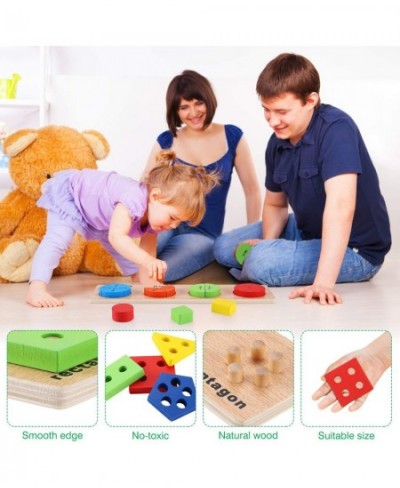 Wooden Toy for Shape Blocks Toddler Stacking Puzzle for Sorter Block Montessori Toys Sorting Rainbow Stacker Educational Todd...