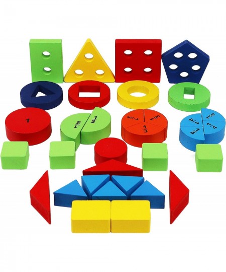 Wooden Toy for Shape Blocks Toddler Stacking Puzzle for Sorter Block Montessori Toys Sorting Rainbow Stacker Educational Todd...