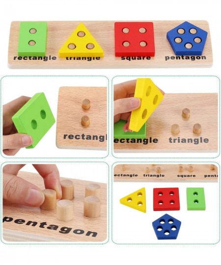 Wooden Toy for Shape Blocks Toddler Stacking Puzzle for Sorter Block Montessori Toys Sorting Rainbow Stacker Educational Todd...