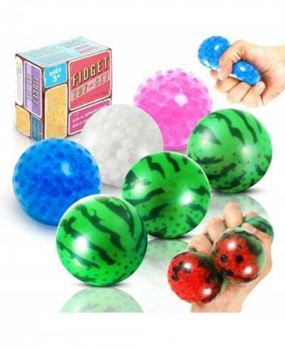 Squeeze Stress Balls - 6 Pack Water Beads Ball for Kids/ Adults Watermelon Ball Set Stress Relieve Fidget Toys Sensory Squish...