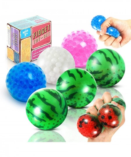 Squeeze Stress Balls - 6 Pack Water Beads Ball for Kids/ Adults Watermelon Ball Set Stress Relieve Fidget Toys Sensory Squish...