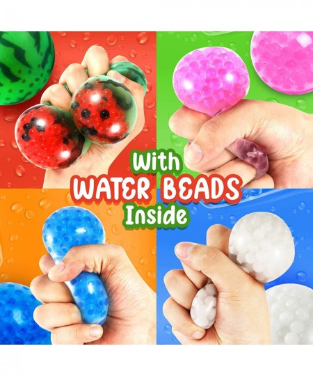 Squeeze Stress Balls - 6 Pack Water Beads Ball for Kids/ Adults Watermelon Ball Set Stress Relieve Fidget Toys Sensory Squish...