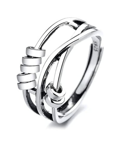 925 Sterling Silver Anxiety Ring for Women Fidget Anxiety Ring Size Adjustable Spinner Ring Anti Anxiety Ring with Beads $25....