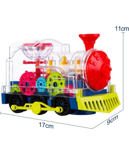 Transparent Electric Gear Train Toy with Flashing Lights and Music Battery Operated Bump & Go Action Toy Multicolored $35.38 ...