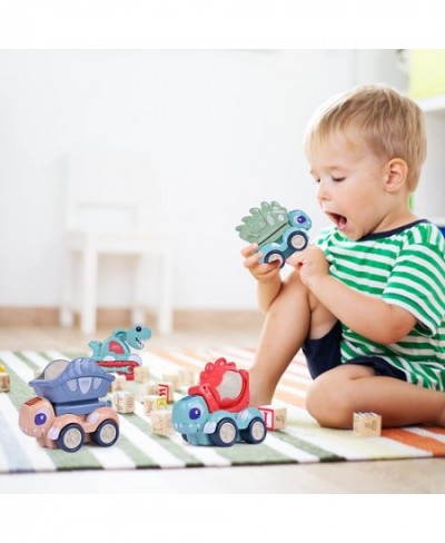 Toddler Toy Cars for 1 2 3 4 5 Year Old Boys Girls 4 Pack Dinosaur Electric Construction Trucks with Music and Light Ideal Gi...