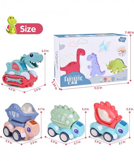 Toddler Toy Cars for 1 2 3 4 5 Year Old Boys Girls 4 Pack Dinosaur Electric Construction Trucks with Music and Light Ideal Gi...