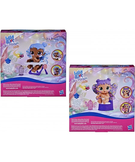 Glo Pixies Minis 2-Pack Plum Rainbow and Sky Breeze 3.75-Inch Glow-in-The-Dark Pixie Doll Toy Kids 3 and Up 2 Surprise Friend...