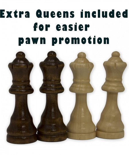 Staunton Chess Pieces with Extra Queens | Size: Large - King Height: 3.5 inch | Wood $24.99 - Game Accessories