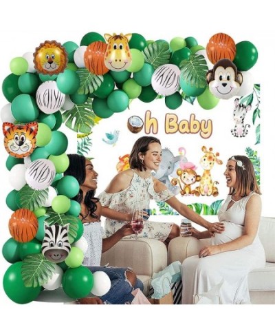 Safari Baby Shower Decorations Jungle Theme Party Supplies Green Balloon Garland Arch Kit with Oh Baby Baby Shower Backdrop A...