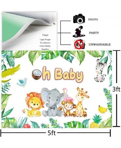 Safari Baby Shower Decorations Jungle Theme Party Supplies Green Balloon Garland Arch Kit with Oh Baby Baby Shower Backdrop A...