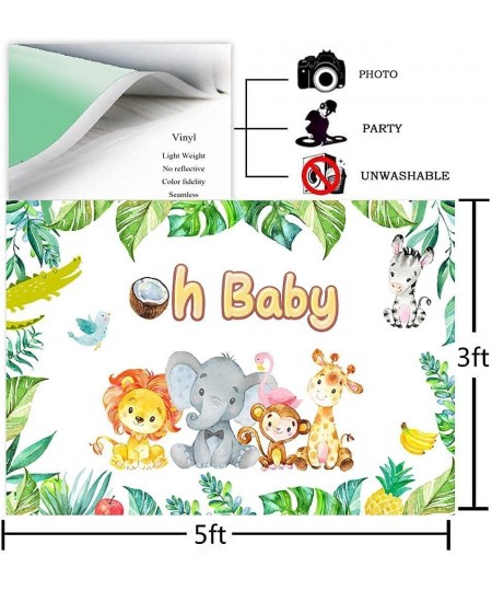 Safari Baby Shower Decorations Jungle Theme Party Supplies Green Balloon Garland Arch Kit with Oh Baby Baby Shower Backdrop A...