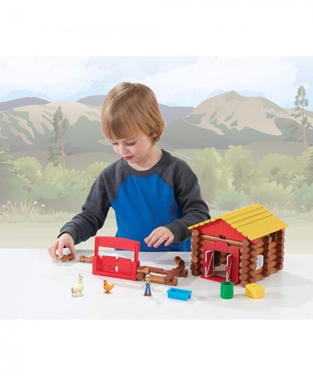 – Fun On The Farm - 102 Parts - Real Wood Logs - Ages 3+ - Best Retro Building Gift Set for Boys/Girls – Creative Constructio...