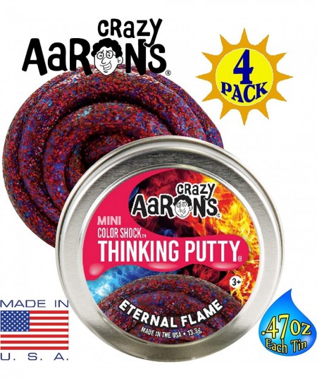 Crazy Aaron's Putty Color Shock & Holo Mini Tins (.47oz Each) Sun Beam Coral Reef Eternal Flame & Moonlight Gift Set Bundle -...